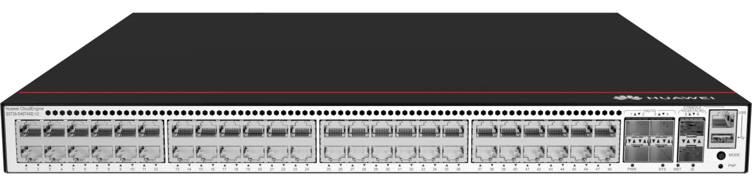 

Коммутатор управляемый Huawei S5735-S48T4XE-V2 98012044_BSW (48*10/100/1000BASE-T ports, 4*10GE SFP+ ports, 2*12GE stack ports, with 2x600W AC, Basic, S5735-S48T4XE-V2