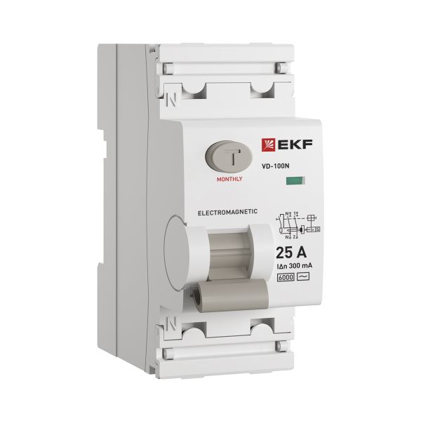 

УЗО EKF E1026M25300 ВДТ ВД-100N 2P 25А 300мА AC эл-мех 6кА PROXIMA, E1026M25300