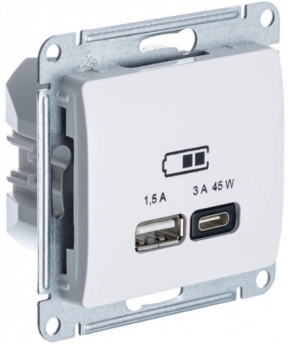 

Розетка USB Systeme Electric GSL000229 Glossa А + тип-С 45Вт высокоскор.заряд. QC, PD, механизм, бежевая, GSL000229