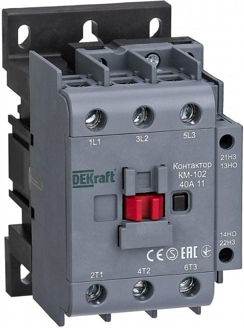 

Контактор DEKraft 22006DEK 40А 230В АС3 АС4 1НО+1НЗ КМ-102, 22006DEK