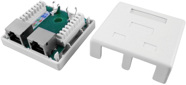 

Розетка Hyperline SB1-2-8P8C-C5e-SH-WH RJ-45(8P8C), категория 5e, экранированная, двойная, внешняя, Dual IDC, SB1-2-8P8C-C5e-SH-WH