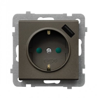 

Розетка Ospel GP-1RSPUSB/m/40 2, 1A, 230/50Hz, IP-20, шоколадный металлик, GP-1RSPUSB/m/40
