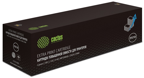 

Картридж Cactus CS-FX10-MPS черный, 3000стр. для Canon L100/L120/4140/MF4380dn/D420/D480, CS-FX10-MPS