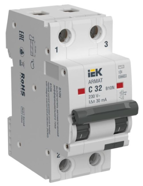 Изображение товара Автоматический выключатель IEK AR-B10N-2-C032C030 серия ARMAT 32А 2 полюса