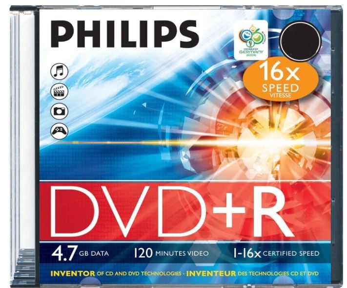 

Диск DVD+R Philips DR4S6S01F/97 4.7 Gb, 16x, Slim Case, 1шт, DR4S6S01F/97