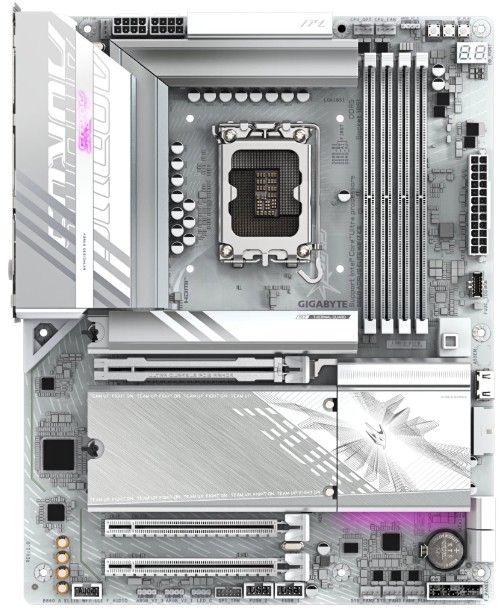 

Материнская плата ATX GIGABYTE B860 AORUS ELITE WIFI7 ICE (LGA1851, B860, 4*DDR5 (9200), 3*PCIe, 3*M.2, 4*SATA 6G RAID, BT, WiFi, 6*USB 3.2, 4*USB 2.0, B860 AORUS ELITE WIFI7 ICE