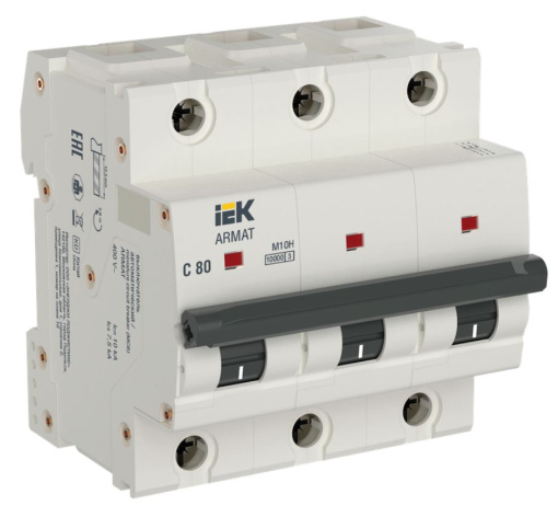Изображение товара Автоматический выключатель IEK AR-M10H-3-C080 серия ARMAT для защиты цепей 80А