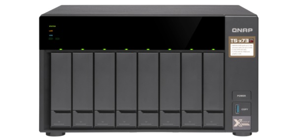 Сетевой RAID-накопитель QNAP TS-873-4G NAS 8 HDD trays, 2 x M.2 slots SSD, rackmount, 1 PSU. 4-core AMD RX-421ND 2,1 GHz (up to 3,4 GHz ), 4GB DDR4 (