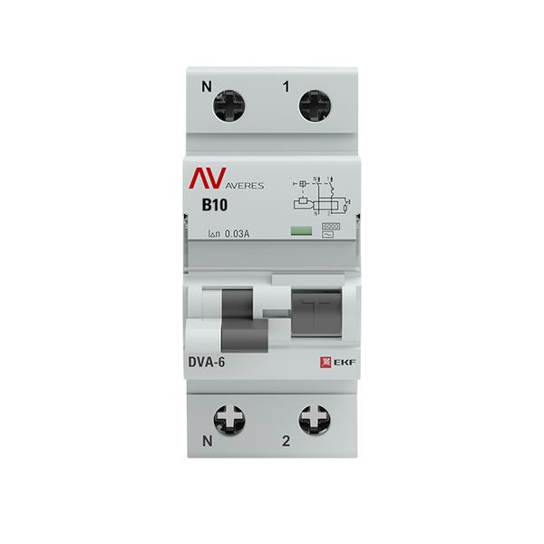 

Автомат дифференциальный EKF rcbo6-1pn-10B-30-ac-av DVA-6 1P+N 10А (B) 30мА (AC) 6кА AVERES, rcbo6-1pn-10B-30-ac-av