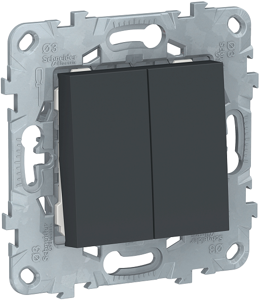 

Переключатель Schneider Electric NU521354 UnicaNew, антрацит, 2-клавишный, 2 х сх. 6, NU521354