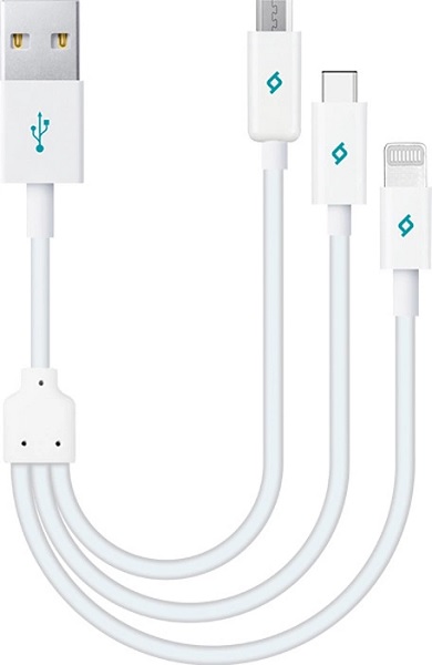 

Кабель TTEC 2DK13 Trio 3in1 0.3m mini white, 2DK13