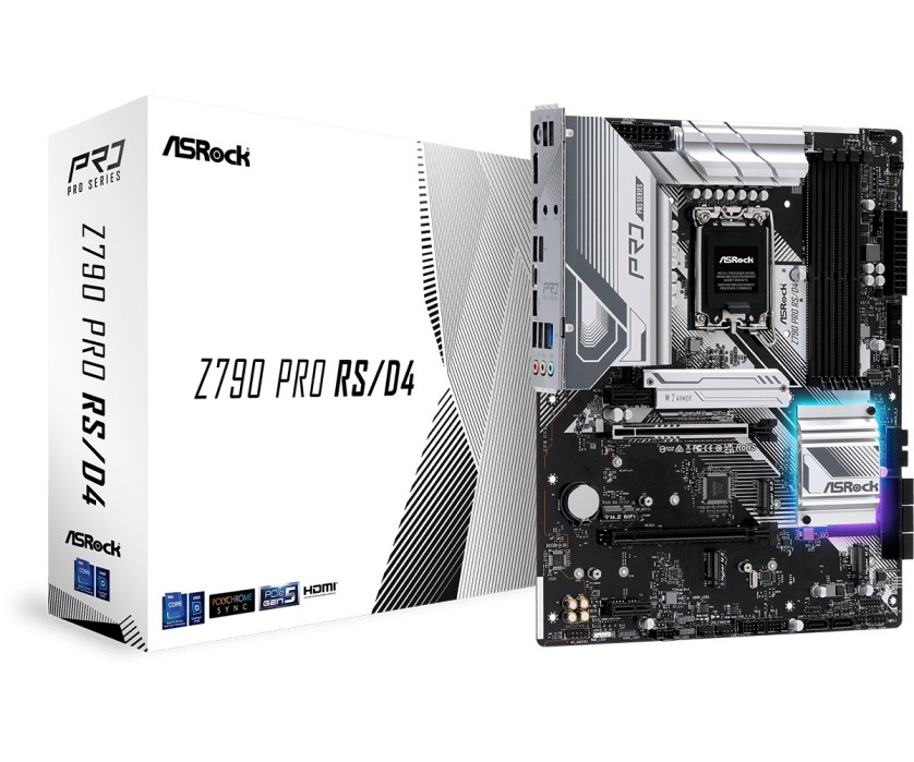 

Материнская плата ATX ASRock Z790 PRO RS/D4 (LGA1700, Z790, 4*DDR4 (5333), 8*SATA 6G RAID, 4*M.2, 3*PCIE, 2.5Glan, HDMI, DP, USB Type-C, 3*USB 3.2, 4*, Z790 PRO RS/D4