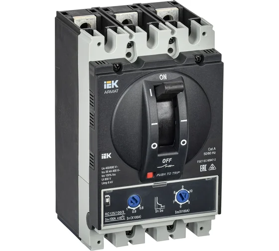 

Автоматический выключатель в литом корпусе IEK AR-MCCB-3A-035-0100A-ATUC ARMAT 3P A 35кА 100А ТМ регулируемый, AR-MCCB-3A-035-0100A-ATUC
