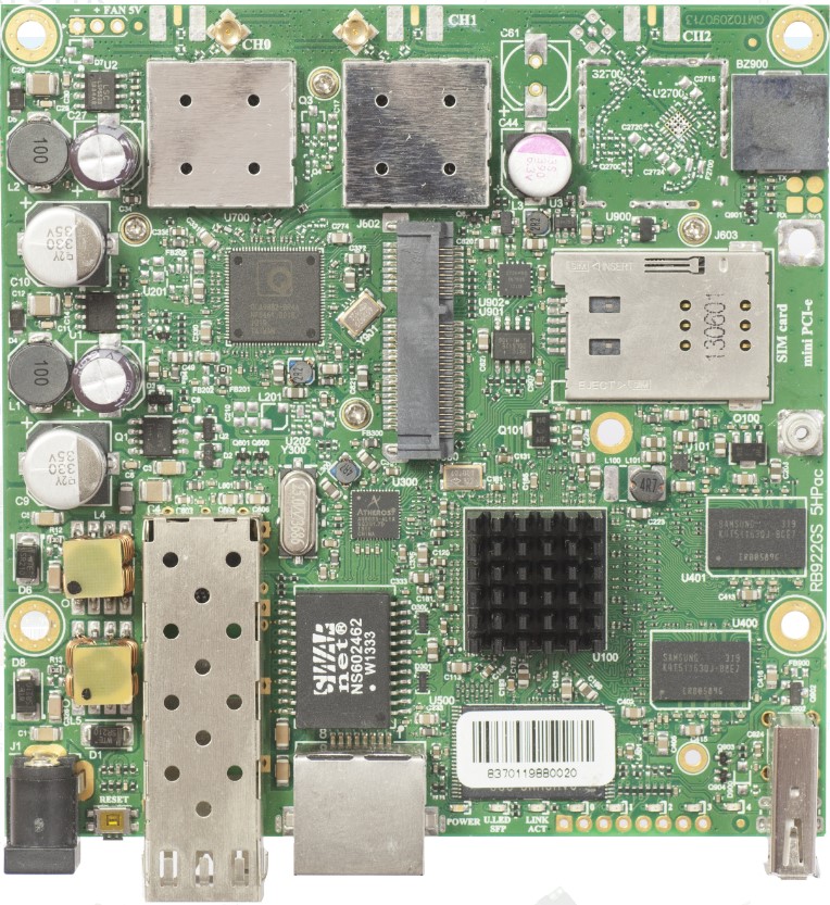 

Плата Mikrotik RB922UAGS-5HPacD Level4, 128MB DDR2, QCA9557 720MHz, QCA9882 5GHz 802.11ac, (1) Gigabit port with Auto-MDI/X, PoE-in:8-30V DC on Ether1, RB922UAGS-5HPacD