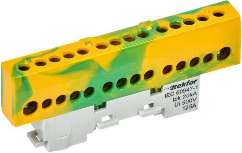 

Шина PE "земля" IEK TF-NN20-14-KL-K52 TEKFOR изолированная на универсальном держателе 8х12-14-ЖЗ, TF-NN20-14-KL-K52