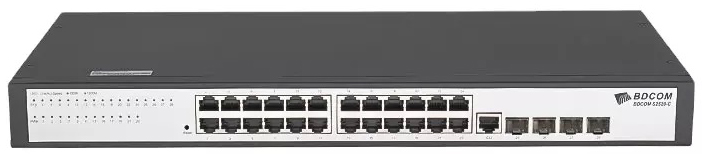 

Коммутатор управляемый BDCom S2528-C 24*GE TX ports, 4*100/1000M SFP ports, standard AC220V power supply, fanless, 1U, 19-inch rack-mounted installati, S2528-C