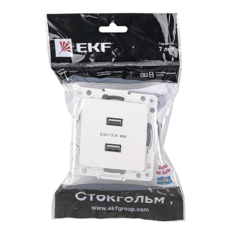 фото Розетка USB двухместная  EKF EYR16-028-10-2USB в Уфе