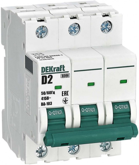 Изображение товара Автоматический выключатель DEKraft 12361DEK 3P 2A IP20 модульный