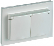 фото Розетка двухместная с заземлением в сборе  IEK BR-R26-16-44-K36-F