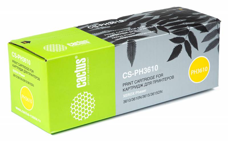 

Картридж Cactus CS-PH3610 106R02721 черный для Xerox Phaser 3610/3610N/3615/3615DN/3610DN/Work, CS-PH3610