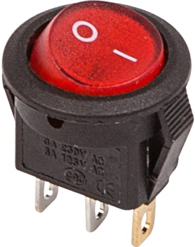 

Выключатель Rexant 36-2530 клавишный круглый 250V 3А (3с) ON-OFF красный с подсветкой Micro (RWB-106, SC-214), 36-2530