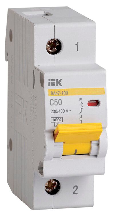 

Автоматический выключатель IEK MVA40-1-050-C KARAT ВА47-100 1P C 50А 10кА, MVA40-1-050-C
