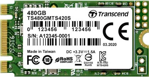 

Накопитель SSD M.2 Transcend TS480GMTS420S 480GB, SATA3, up to 560/340MBs, 85000 IOPs, 3D TLC, 22х42мм, TS480GMTS420S