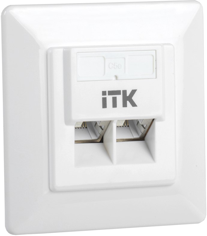 

Розетка ITK CS2-1C5EF-2-1 внутренняя информационная RJ45 кат. 5Е FTP 2 порта, CS2-1C5EF-2-1