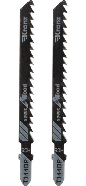 Изображение товара Пилки KRANZ для лобзика 2 шт, T-образный хвостовик, быстрое резание по дереву