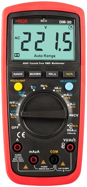 Изображение товара Мультиметр RGK DM-30 цифровой универсальный для электроизмерений