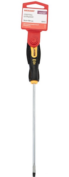 

Отвертка шлицевая Rexant 12-6425 SL 4х150 мм, двухкомпонентная рукоятка, 12-6425