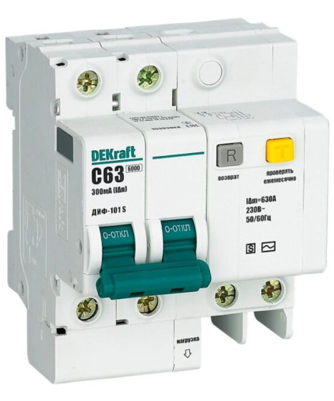 Изображение товара Автоматический выключатель дифференциального тока DEKraft 15309DEK 2P 63A 300мА