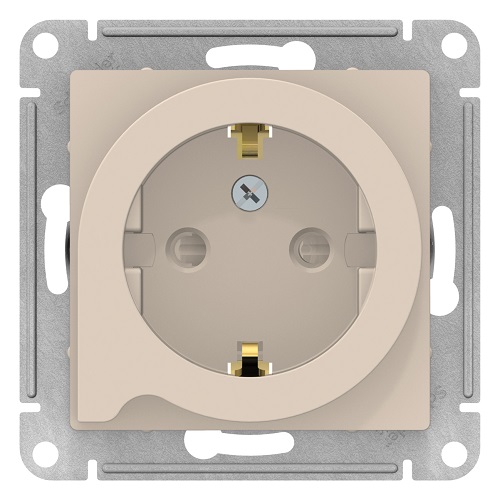

Розетка Schneider Electric ATN000247 AtlasDesign, с заземлением, со шторками, с выталкиванием, 16А, механизм, бежевая, ATN000247