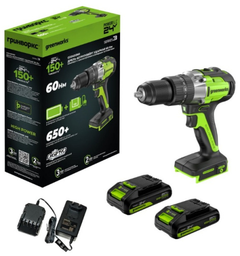 фото Дрель - шуруповерт Greenworks GD24DD60