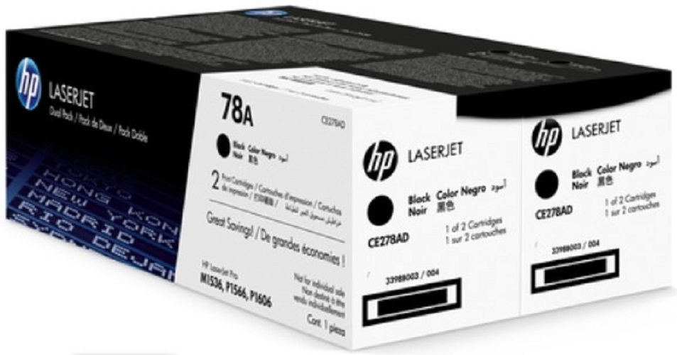 

Картридж 78A CE278AD D К-ж HP LJ P1566/P1606w/M1536dnf черный, 2 шт/уп, оригинал, 78A