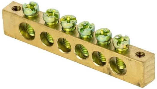 Изображение товара Шина EKF sn0-125-6-k для нулевых и заземляющих проводников латунь