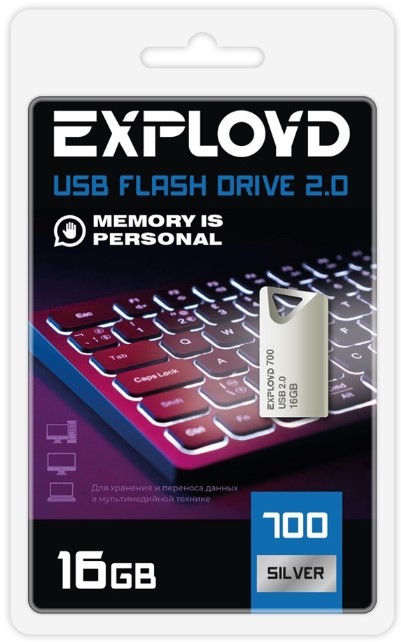 

Накопитель USB 2.0 16GB Exployd EX-16GB-700-Silver 700 серебро металл, mini, EX-16GB-700-Silver