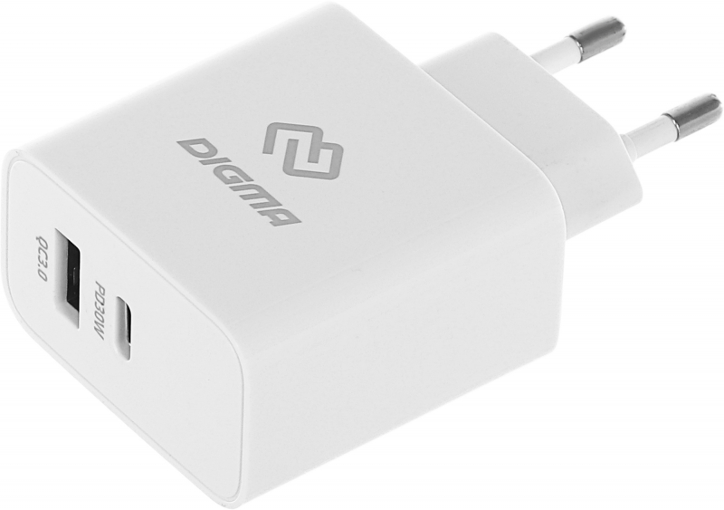 

Зарядное устройство сетевое Digma DGW3D0F110WH DGW3D, 3A PD+QC, белое, DGW3D0F110WH