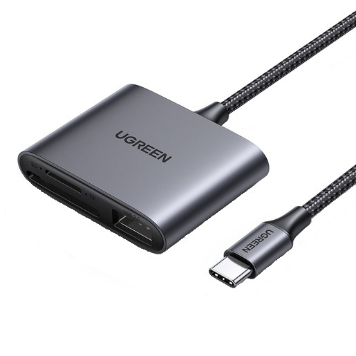 

Карт-ридер UGREEN CM387 80798 USB-C to SD/TF + USB 2.0, цвет: серый, CM387