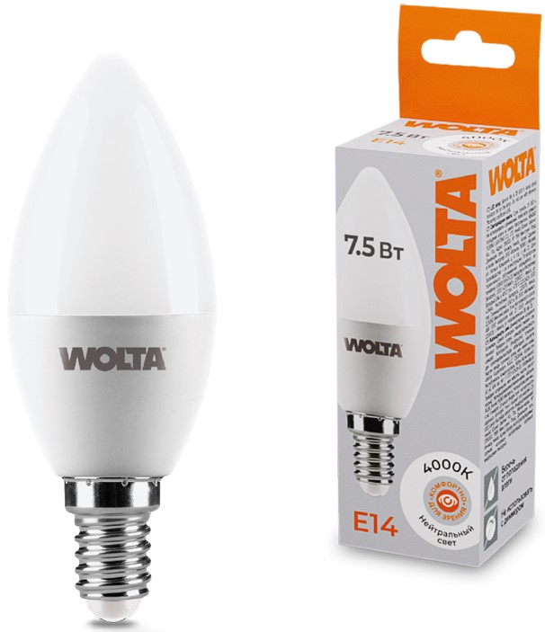 

Лампа светодиодная WOLTA 25SC7.5E14 7.5Вт 4000K E14, 25SC7.5E14
