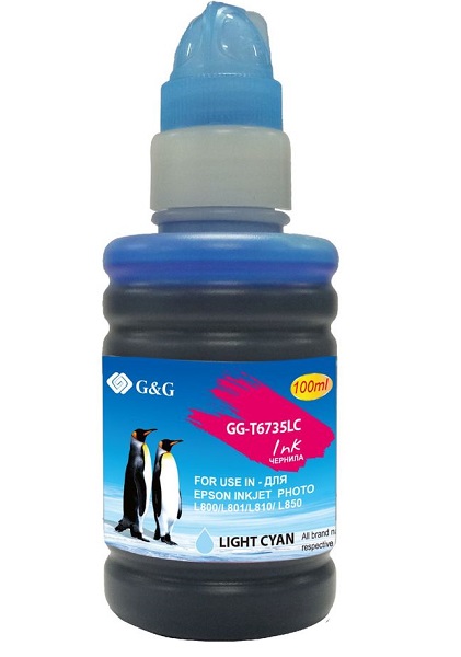 

Чернила G&G GG-T6735LC голубой (100мл) для Epson L800, L805, L810, L850, GG-T6735LC