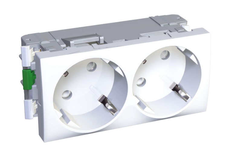 

Розетка Schneider Electric ALB44252 Altira 2-ая 45град. 2Р+Е со шторками R9003, ALB44252