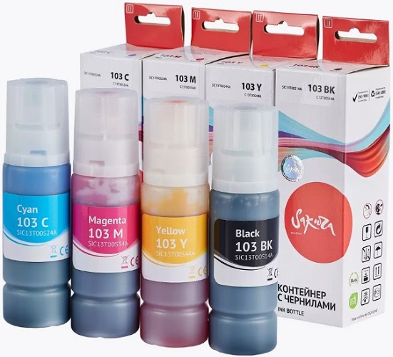 

Набор чернил Sakura SIC13T00SBA (103/101 2*BK/C/M/Y) SIC13T103X5SBA для Epson, водорастворимый тип, SIC13T00SBA (103/101 2*BK/C/M/Y)
