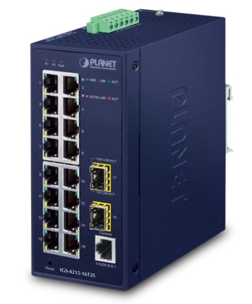 

Роутер PLANET IGS-4215-16T2S IP30 Industrial L2/L4 16-Port 10/100/1000T + 2-Port 100/1000X SFP Managed Switch (-40~75 degrees C, dual redundant pow, IGS-4215-16T2S