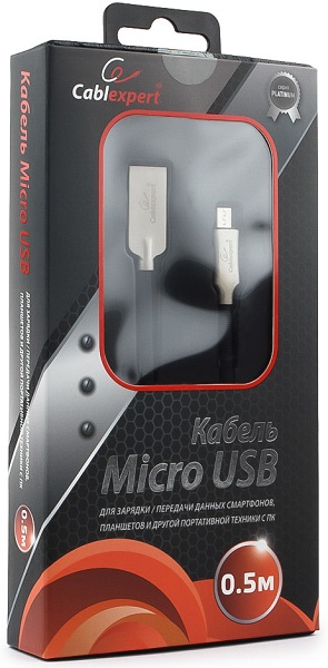 

Кабель интерфейсный USB 2.0 Cablexpert CC-P-mUSB02Bk-0.5M AM/microB, серия Platinum, длина 0.5м, черный, блистер, CC-P-mUSB02Bk-0.5M