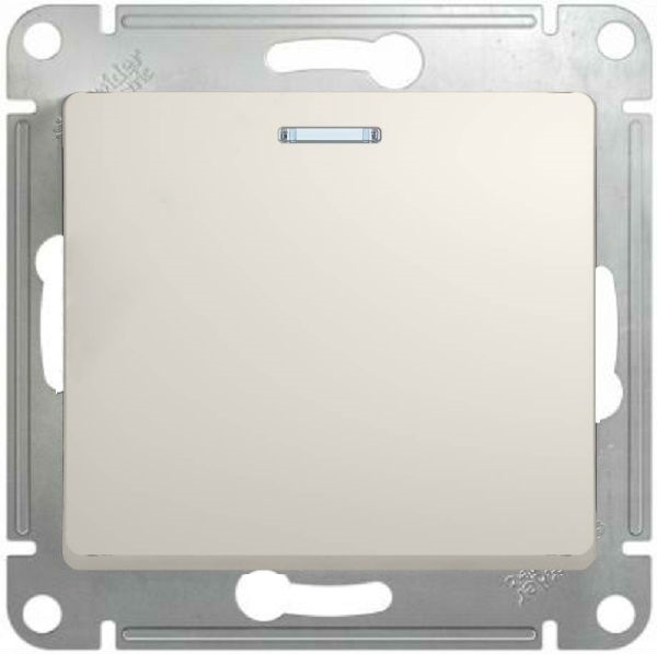

Выключатель Schneider Electric GSL000913 Glossa 1-клавишный с подсветкой механизм сх.1а (молочный), GSL000913