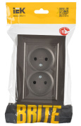 фото Розетка двухместная без заземления в сборе  IEK BR-R20-10-K45-F