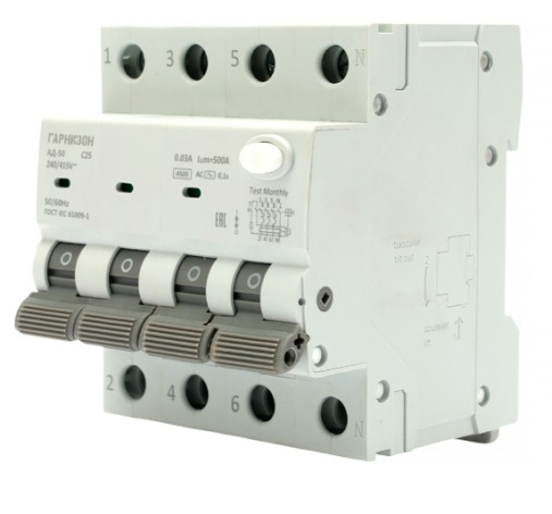 фото Автомат дифференциальный Гарнизон RCBO-50-4-25-4.5-C-30-AC в Смоленске