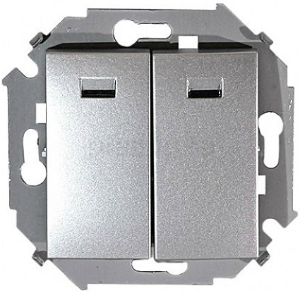 

Выключатель Simon 1591392-033 Simon 15 Алюминий 2-клавишный с подсветкой, 16А, 250В, винт.заж., 1591392-033