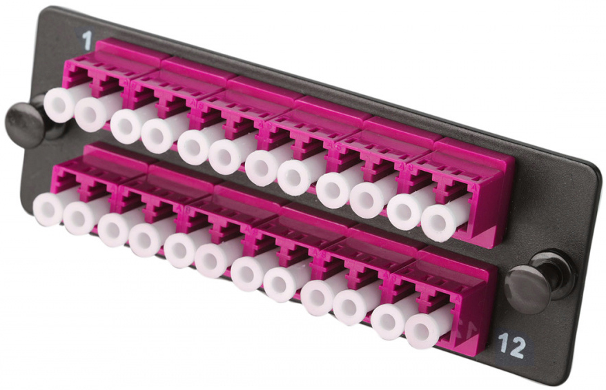 

Планка Eurolan 38M-40-2L-12BL Q-SLOT с 12 адаптерами дуплекс LC OM4, монтажные шнуры, КДЗС, 38M-40-2L-12BL